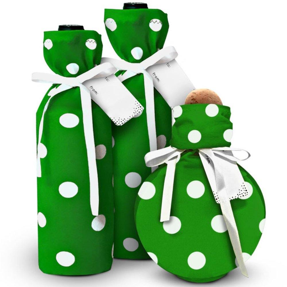 NEW - Wine/Spirit Gift Wrapping Sets - Reusable, incl. gift tag and bow -Set of4